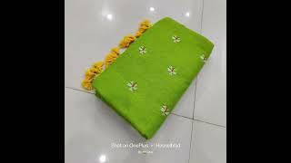 Summer Special **Handloom Best Quality  Khadi by cotton Shiuli Flower Saree*