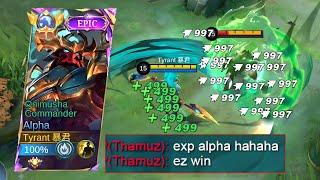 ALPHA VS  SUPREME THAMUZ IN EXP LANE  TRUE DAMAGE VS LIFESTEAL - Mobile Legends