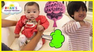 Twin Babies Fart with Kids Farting Toy Prank Whoopie Cushion Ryans Family Playtime with baby