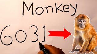 How to Draw Monkey With Numbers 6 0 3 1  Monkey Drawing Tutorial Easy Step By Step Animal Drawing