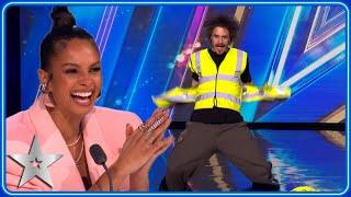 HILARIOUS HI-VIS STRIPTEASE leaves Simon baffled  Auditions  BGT 2023