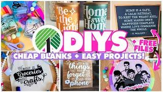 13 *NEW* Dollar Tree DIYS with cheap blanks  Cricut beginner vinyl decal projects + FREE files