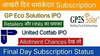 GP Eco Solutions IPO  GPES Solar IPO  United Cotfab IPO  Final Subscription & GMP 