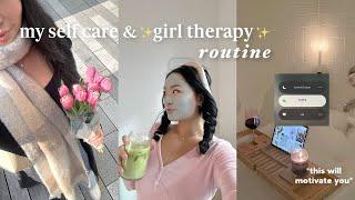 MY SELF CARE ROUTINE girl therapy hacks hair & skincare everything shower pilates & journaling