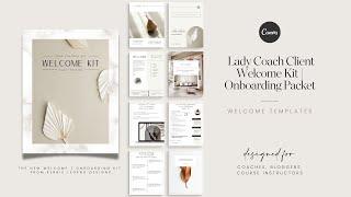 Lady Coach Client Welcome Kit Onboarding Packet  Canva Templates for Coaches and Life Coaching