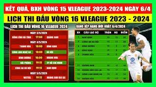 Kết Quả Bảng Xếp Hạng Vòng 15 V.League 2023 - 2024 Ngày 64  Lịch Thi Đấu Vòng 16 V.League