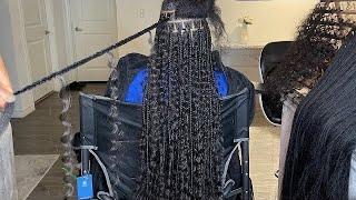 VERY DETAILED KNOTLESS GODDESS BOX BRAIDS USING HUMAN HAIR  MOUSSE WORK #gypsybraids