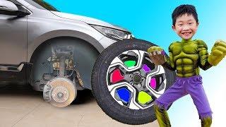 예준이의 슈퍼히어로 변신 아빠 도와주기 자동차 수리놀이 Super Hero Helps Car Repair Play