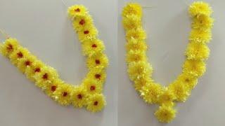 How To Make Flower Garland For God  Samanthi Flower Mala Making  DIY   Garland Making At Home