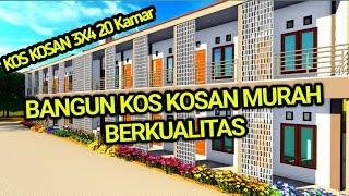 Biaya Bangun Kos kosan 2 lantai minimalis 20 kamar  Desain kos kosan 3x4 m  Animasi Konstruksi