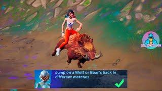 Jump on a Wolf or Boars back in Different Matches 2  Fortnite Zero Week Quests