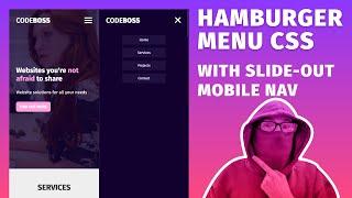 Build a Slide out Hamburger Menu with HTML CSS & JavaScript