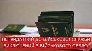 НЕПРИДАТНИЙ ДО ВІЙСЬКОВОЇ СЛУЖБИ. ВИКЛЮЧЕННЯ З ВІЙСЬКОВОГО ОБЛІКУ