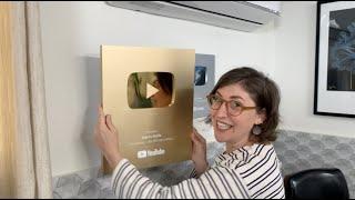 Unboxing My YouTube Gold Play Button 1 Million Subscribers Plaque  Mayim Bialik