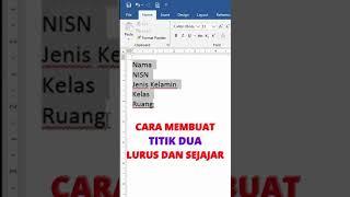 Cara Membuat Titik Dua Yang Lurus Dan Sejajar Di Word #short #video short