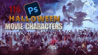 116 Halloween MOVIE Characters Poster  Photoshop Speedart