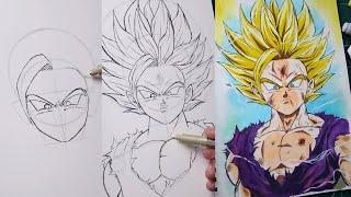 How to draw Gohan ssj2 from cell saga  Full guide step by step