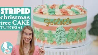 Striped Christmas Tree Cake