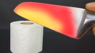 EXPERIMENT Glowing 1000 degree KNIFE VS TOILET PAPER