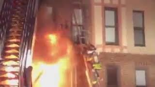 Wohnungsbrand - Rettung in letzter Sekunde über tragbare Leiter