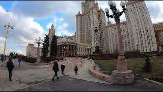 Walking tour in Moscow state university. 4K 60fps.  МГУ Москва.