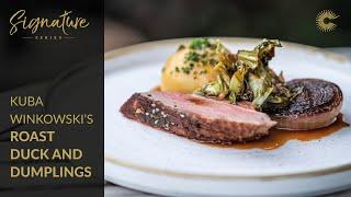 Kuba Winkowskis Roast Duck with Sauerkraut Dumplings & Hispi Cabbage