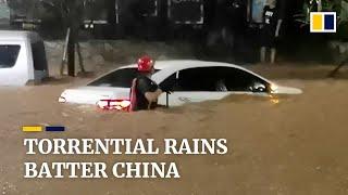 Torrential rains batter parts of China triggering floods and mudslides