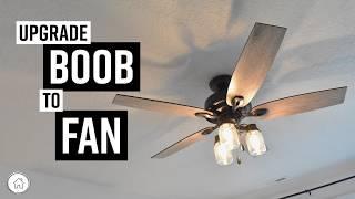 DIY How to replace a light fixture with a ceiling fan - Install a ceiling fan CHECK DESCRIPTION