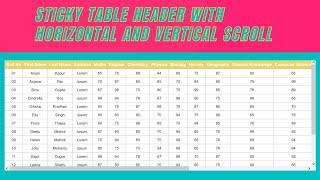 How to Create Sticky Table Header with Horizontal and Vertical Scroll using CSS3Bootstrap PART-1