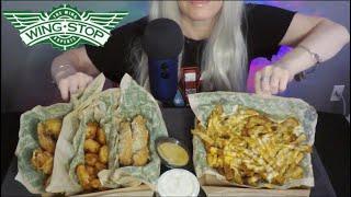 ASMR Huge WING STOP Mukbang  Chit Chat Ramble  Whispered