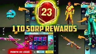 MONTH 23 ROYAL PASS  1 TO 50 RP REWARDS  M23 ROYAL PASS LEAKS  M23 ROYAL PASS PUBG MOBILEBGMI