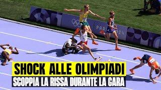 SHOCK ALLE OLIMPIADI CAMERAMAN INVADE LA PISTA E GLI ATLETI CADONO A TERRA. SCOPPIA UNA RISSA