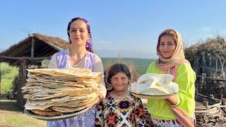 Nomadic Life in Iran  Cooking Chicken Abgoosht Tanoori Bread & Making Cheese in Mountains