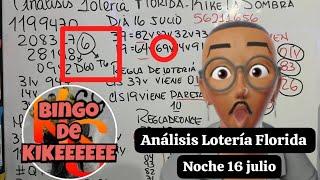 Análisis Lotería Florida Noche 16 julio. Bingo Digito 6 69x65