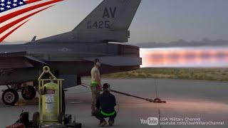 F-15 & F-16 Full Afterburner Test on the Ground Afterburner Run