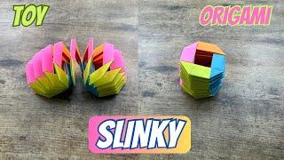 ORIGAMI SLINKY PAPER TOY CRAFT  HOW TO MAKE SLINKY RAINBOW TOY ORIGAMI WORLD EASY CRAFT TUTORIAL