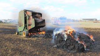 Tractor videos  Our hay baler caught FIRE