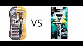 Razor Bic Flex 3 easy VS Gillette mach 3