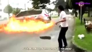 Speeding Car Smashes Motorcycle & Explodes   YouTube