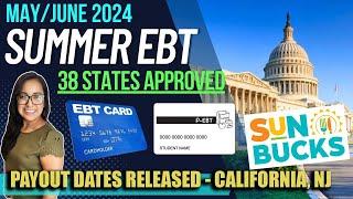 NEW 2024 SUMMER EBT UPDATE JUNE 2024 NEW PAYOUT DATES RELEASED in 4 STATES Sun Bucks