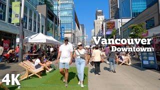 Walking Vancouver Downtown Big Festival in Hot Summer 4K