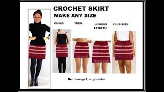 CROCHET SKIRT PATTERN make any size Easy crochet skirt tutorial PEBBLE STITCH SKIRT child to Xsize