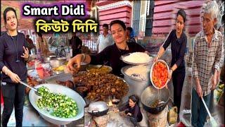 Cute & Smart Fashion Designer Nandini Didi Selling Veg Nonveg Street Food at Kolkata  Indian Food