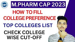 How to Make Top College Preference  College wise cut off  Top M Pharm Colleges in Maharashtra