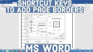 Shortcut Key to Apply Page Borders in MS Word  Keyboard Shortcut to Add Borders in MS Word  Border