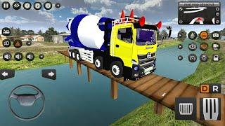 MELEWATI JEMBATAN KROPOS MOBIL TRUK MOLEN MIXER BESAR BUSSID GAME MOBIL SIMULATOR.