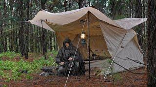 SOLO camping in NON-STOP RAIN  Relaxing and Recharging Arriving at night in rain  ASMR 