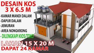 DESAIN KOS KOSAN 3X65 M + TOKO  Kamar Mandi Dalam Dapur Dalam & Ruang Santai