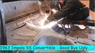 1963 Impala SS Convertible Part 6  -  Cut out Complete  Floor and Prep DIY Auto Restoration