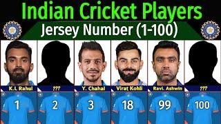 Indian Cricketers Jersey Number From 1 to 100  Jersey Number of Indian Cricketers  India Cricket 